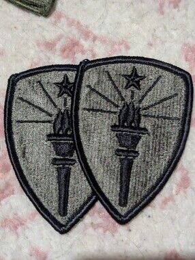 U.S. Army Gray and Black Torch Shield Patch Pair